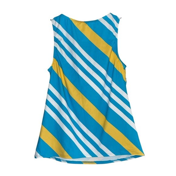 LANDS' END Blue and Yellow Size 10 Chlorine Resistant High Neck Tankini Swim Top - Picture 4 of 12
